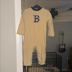 Jelly Beans Yellow and Navy Striped Baby Romper